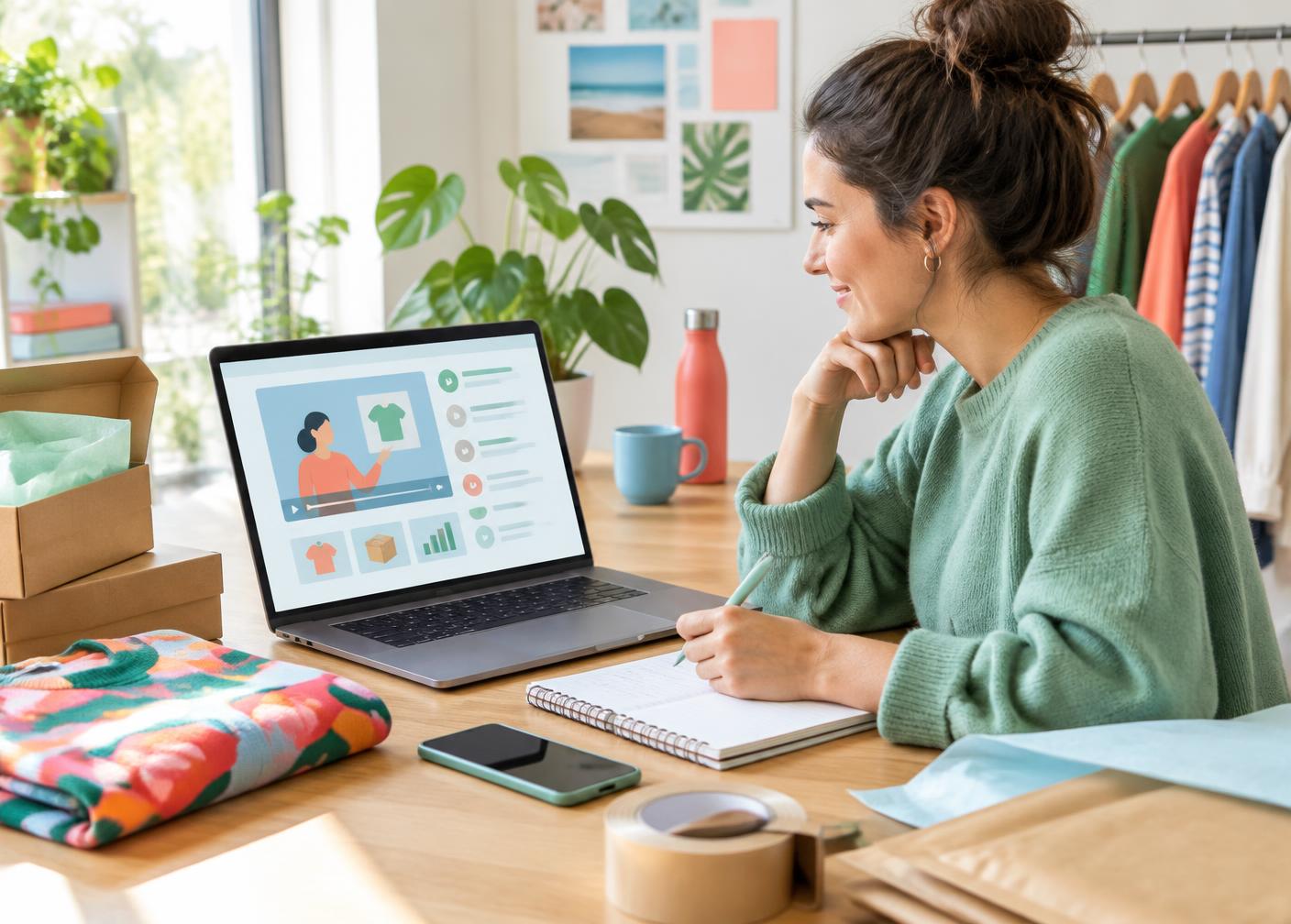 Australian clothing reseller completing an online business course